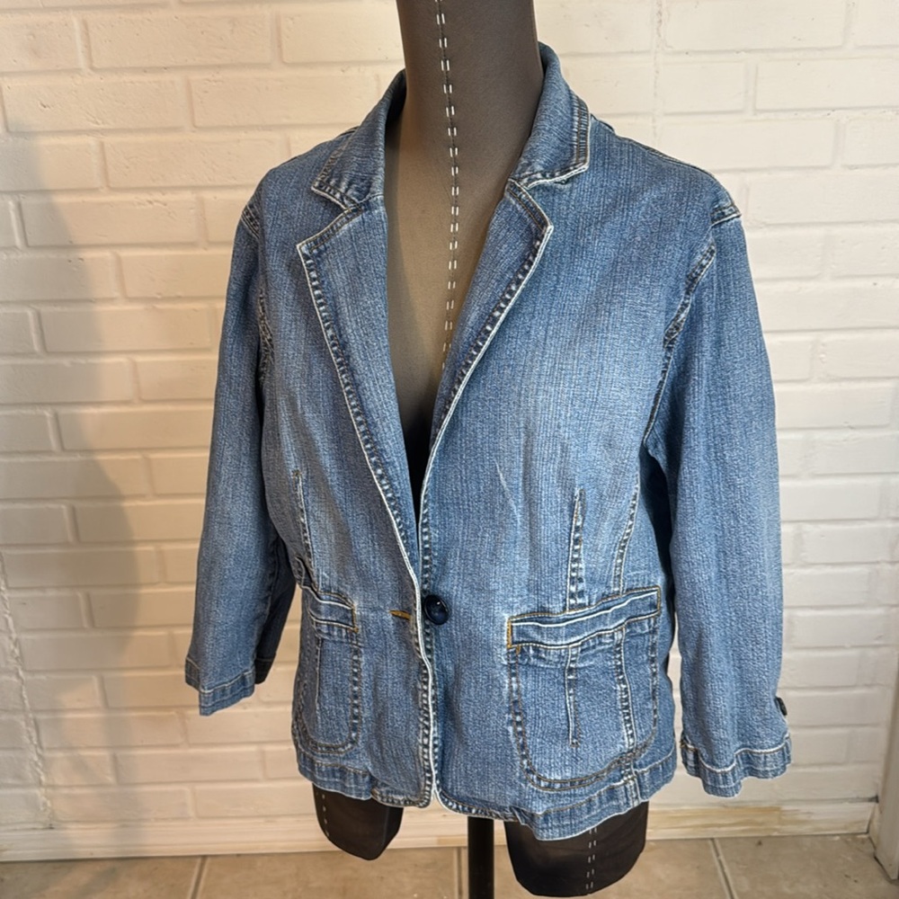 Denim Jacket With Peace Van Patch - image 2